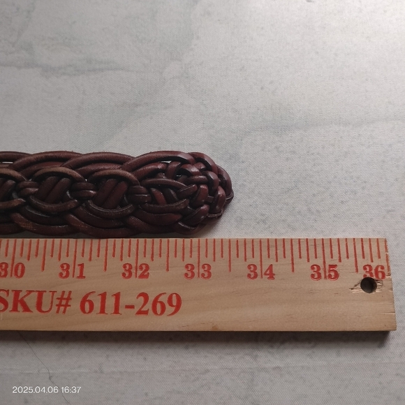 Talbot's Women Brown Genuine Leather Braided Belt Sz Small Silver D Buckle - Picture 10 of 10